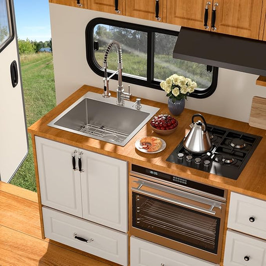 21 Outdoor Kitchen Sink - Beslend Outdoor Sink 21x20 Bar Sink RV Sinks Drop In, 16 Gauge Stainless Steel Topmout Kitchen Sinks Wet Bar Sinks Square Single Bowl Above Counter Indoor Outdoor