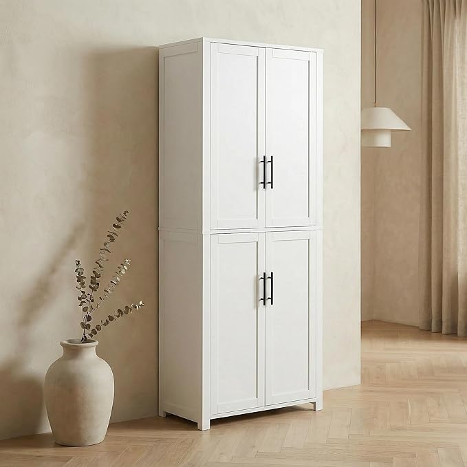 Casaphoria Kitchen Pantry Cabinet, 67" Tall Freestanding Kitchen Cabinet with 4 Adjustable Shelves, 28" W Storage Cabinet for Kitchen Pantry Organization (White, Single)