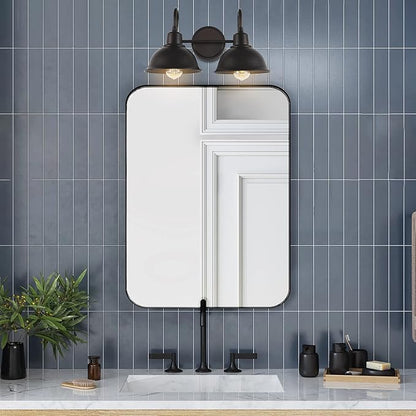 JONATHAN Y 18" Oil Rubbed Bronze Farmhouse Industrial 1-Light LED Vanity Wall Sconce for Bathroom Mirror Kitchen, Metal Shade, Dimmable Vintage Lighting, LED Bulb Included (JYL7482B)