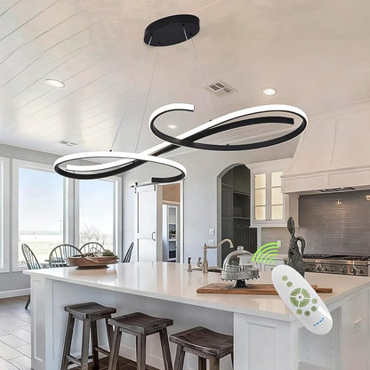 Black Chandeliers for Dining Room Light Fixture Modern Led Pendant Lighting for Kitchen Island Lighting Dimmable with Remote Controller, 3000K-6500K Color Changing