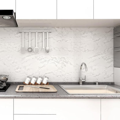 practicalWs Peel and Stick Marble Wallpaper 15.7'' x 236.2'' Marble Contact Paper for Cabinets and Drawers, White Gray Granite Self Adhesive Removable Kitchen Backsplash Vinyl Roll Wall Paper