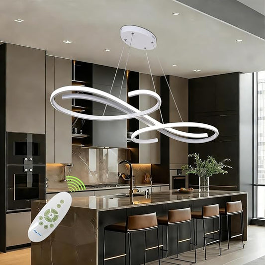 Modern LED Pendant Lights for Kitchen Island, Dimmable 39.75" Linear LED Chandelier Light Fixture, Upgraded Dining Room Ceiling Hanging Light Fixtures Height Adjustable