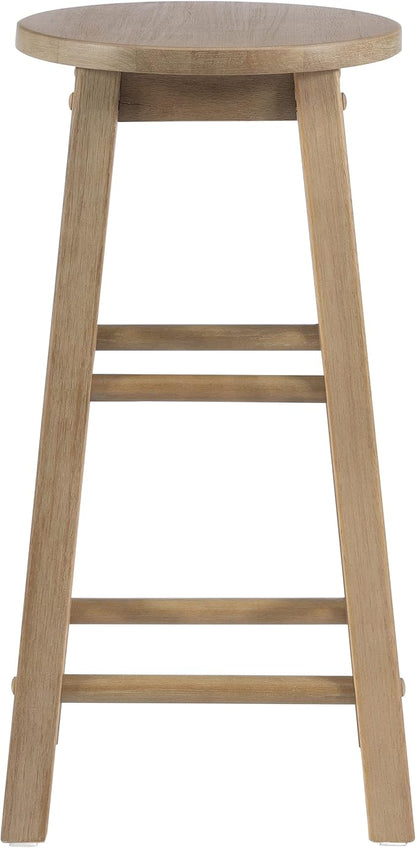Linon Zeke Grey Wash 24" Counter Stool with Round Seat