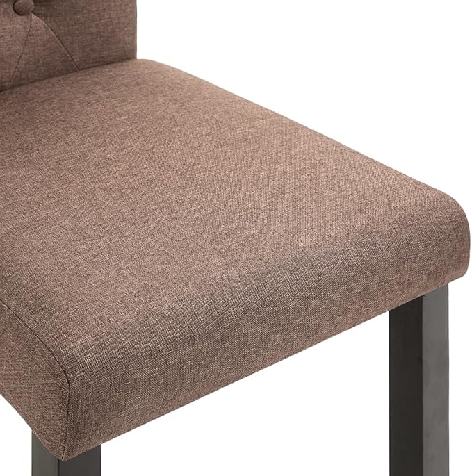 Modern Farmhouse Dining Chairs Set of 2 Brown Fabric Upholstered Kitchen Chairs with Solid Rubber Wood Frame Comfortable Seating for Dining Room Kitchen Comedor