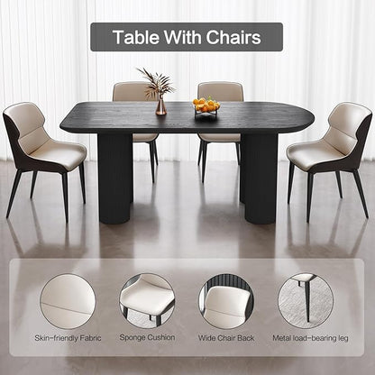 Guyii 62.99" Dining Table Set with 6 Chairs, Modern Kitchen Table Set, Indoor Dining Table for Kitchen, Bar, Living Room, Breakfast Nook, Small Space, Black