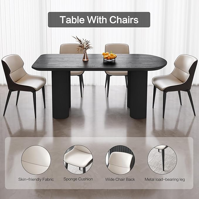 Dining Table Set for 4, Modern Kitchen Table with 4 Chairs, Dining Room Table Set for Kitchen,Dining Room,Home & Office (62.99" Black Table with 4 Chairs)