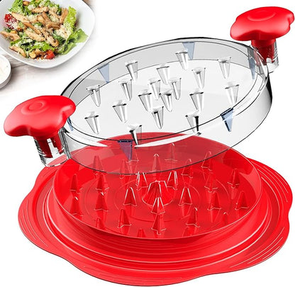 SURETIVIAN Chicken Shredder Large Chicken Breast Shredder Tool Twist with Brush&Fork, Visible Meat Shredder Machine, Anti-Slip Strip, Ergonomic Handle, BPA Free, Suitable for Pork Beef Chicken(Red)