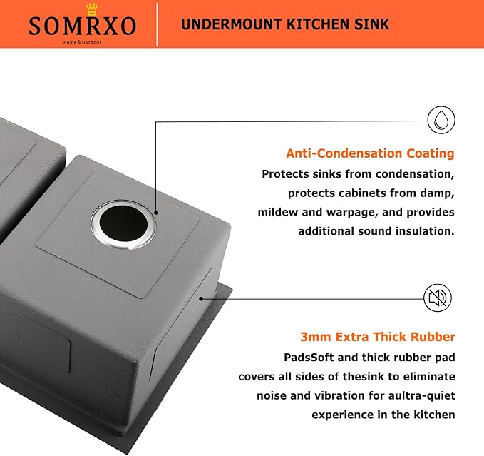 32 Inch Double Bowl Kitchen Sink Undermount - 32x19 Undermount Workstation Sink 16 Gauge Stainless Steel 10 Inch Deep Double Bowl Kitchen Sinks