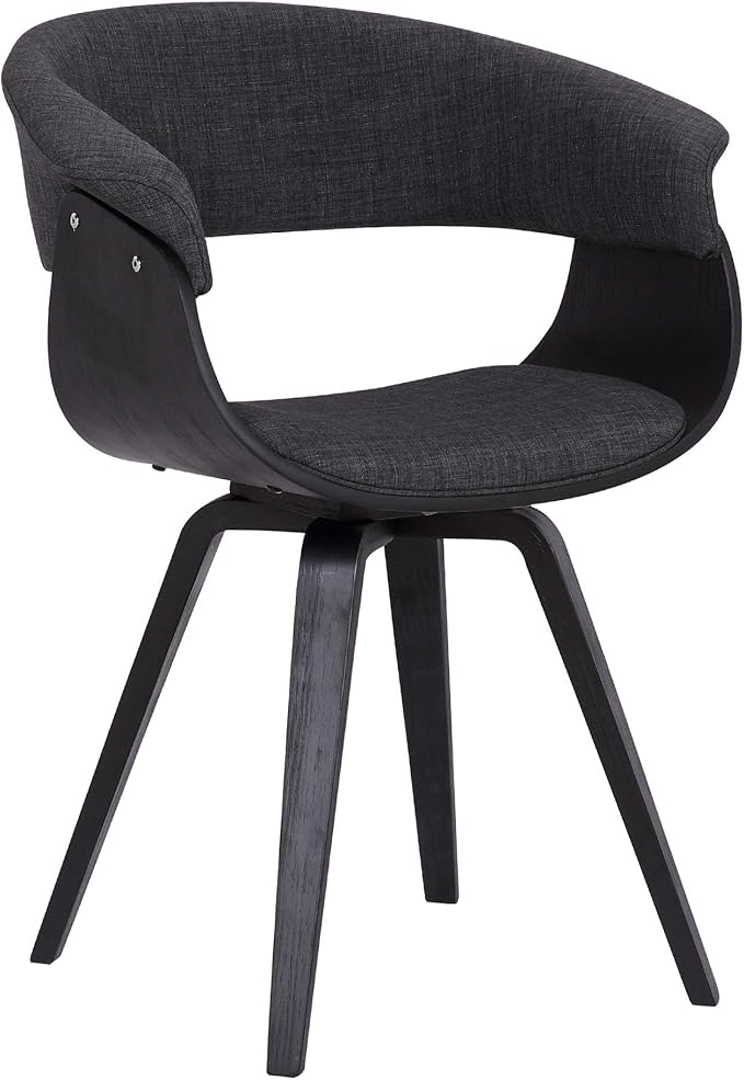 Armen Living Summer Contemporary Dining Chair in Black Brush Wood Finish and Charcoal Fabric - Set of 4