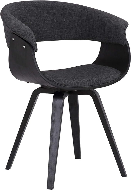 Armen Living Summer Mid Century Modern Dining Accent Chair for Table Kitchen Desk Vanity in Charcoal Fabric and Black Wood Finish