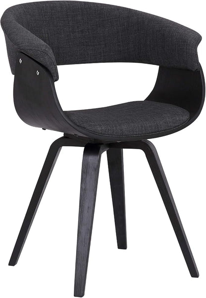 Armen Living Summer Contemporary Dining Chair in Black Brush Wood Finish and Charcoal Fabric - Set of 2