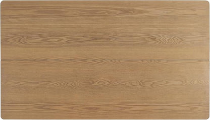 63" Scratch-Resistant Island Tables, Rustic Dining Table with Pedestal Base, Mid Century Dining Table for Kitchens & Apartments, Natural Ash