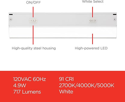 UltraPro 18 inch Hardwired Under Cabinet Lights, 3 Color Settings - 2700K/4000K/5000K - Warm White, Cool White, and Daylight, Under Cabinet Lighting, Dimmable Under Counter Lights for Kitchen, 45367