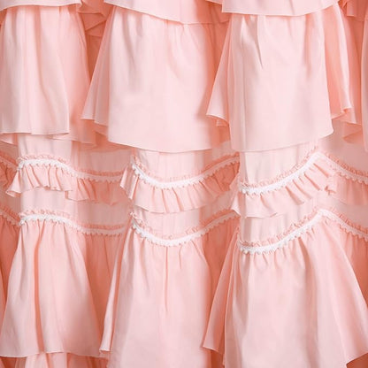 Lush Decor Kemmy Light Filtering Window Curtain Panel Single 52" W x 63" L Peachy Pink - Drapes - Ruffled Curtains for Bedroom - Pink Curtains - Coquette Decor