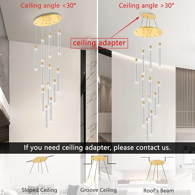 Modern Chandelier for Staircase Modern LED Chandelier Crystal Chandelier Dimmable Pendant Lights for High Ceiling Chandelier Light Fixture
