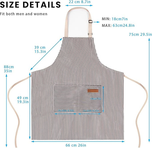 BeLuyi 2 Pack Adjustable Bib Apron with 2 Pockets Chef Cooking Kitchen Restaurant Aprons for Women Men