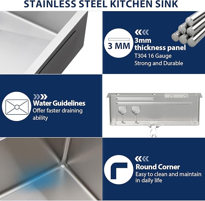 30 Kitchen Sink Drop In with Faucet - Lordear 30x19 Inch Waterfall Kitchen Sinks Topmount Stainless Steel 16 Gauge Single Bowl Workstation Kitchen Sink With Faucet Combo