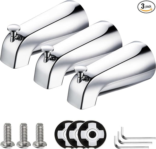 Enhon Slip on Tub Spout with Diverter, Compatible with American Standard 8888026.002 Tub Spout, Bathroom Bathtub Faucet, Fits 1/2 Copper Water Tube(5/8 Dia), 5/32 Hex Wrench(Chrome,3)