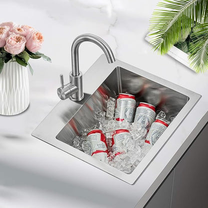 Bar Sink 15 Inch Drop in Bar Sinks Modern Stainless Steel Small Kitchen Sinks Single Bowl RV Sink with Faucet Combo