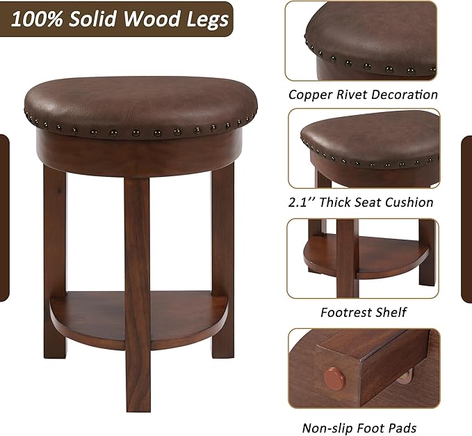 Bar Table and Chairs Set of 4 with 3 PU Upholstered Bar Stools, Breakfast Bar Table, Solid Wood Bar Height Dining Table Set, for Kitchen, Living Room, Party Room, Small Space (Cherry)