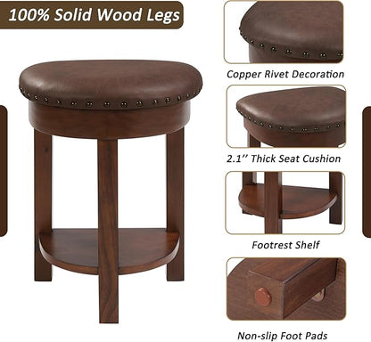 Bar Table and Chairs Set of 4 with 3 PU Upholstered Bar Stools, Breakfast Bar Table, Solid Wood Bar Height Dining Table Set, for Kitchen, Living Room, Party Room, Small Space (Cherry)