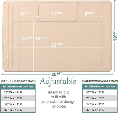 The Original Under Sink Mat - Silicone Waterproof mat, Trimmable, Easy to Clean, Kitchen cabinet liner, Under sink protector mats, Drip Tray with Lip - 28" x 19" or smaller