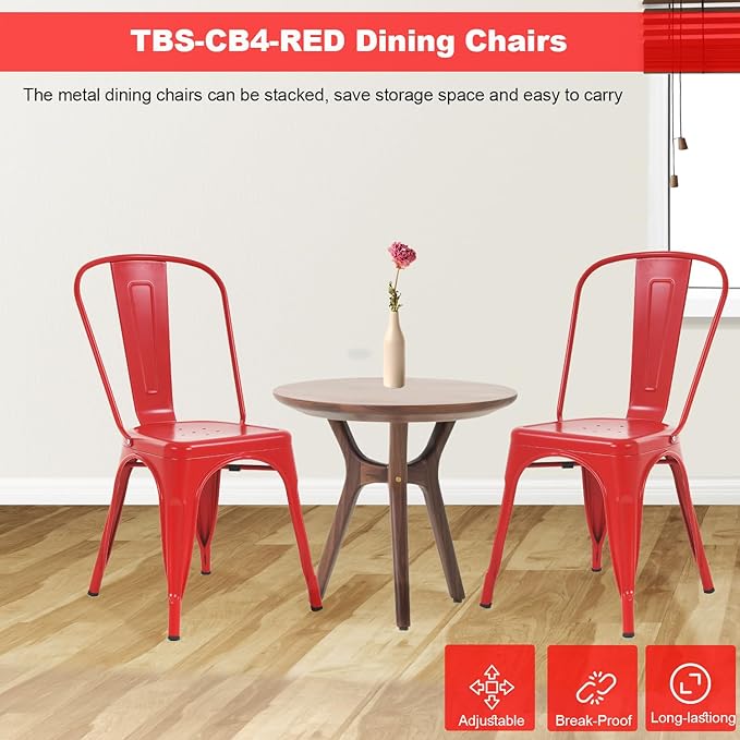 Metal Chairs Set of 4 Stackable Chairs Patio Chairs 18 Inch Seat Height Restaurant Chair Chic Metal Kitchen Dining Chairs Trattoria Chairs Indoor/Outdoor Metal Tolix Side Bar Chairs