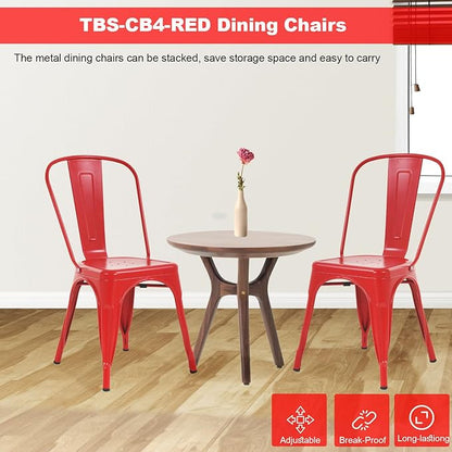 Metal Chairs Set of 4 Stackable Chairs Patio Chairs 18 Inch Seat Height Restaurant Chair Chic Metal Kitchen Dining Chairs Trattoria Chairs Indoor/Outdoor Metal Tolix Side Bar Chairs