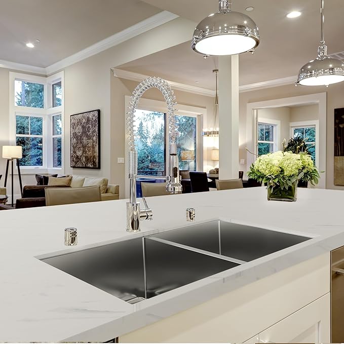 YITAHOME Kitchen Sink 33" x 19" x 10" Undermount Sink 304 Stainless Steel 50/50 Double Bowl Sink with Accessories for Workstation, Prep Kitchen, Bar Sink