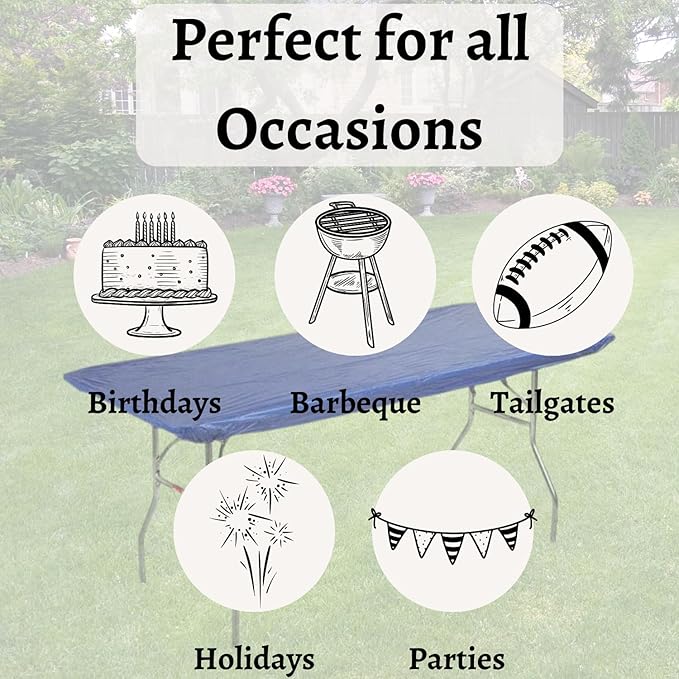 Kwik-Covers 8' Rectangular Plastic Table Covers 30" x 96" (8 Feet), (10 Pack, Royal Blue)