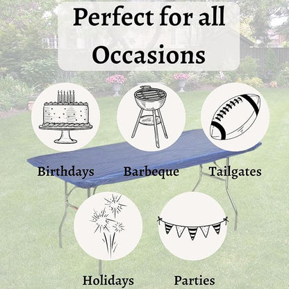 Kwik-Covers 8' Rectangular Plastic Table Covers 30" x 96" (8 Feet), (10 Pack, Royal Blue)