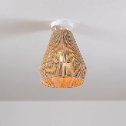 GLOBE Electric 65894 1-Light Flush Mount Ceiling Light, Matte White, Twine Shade