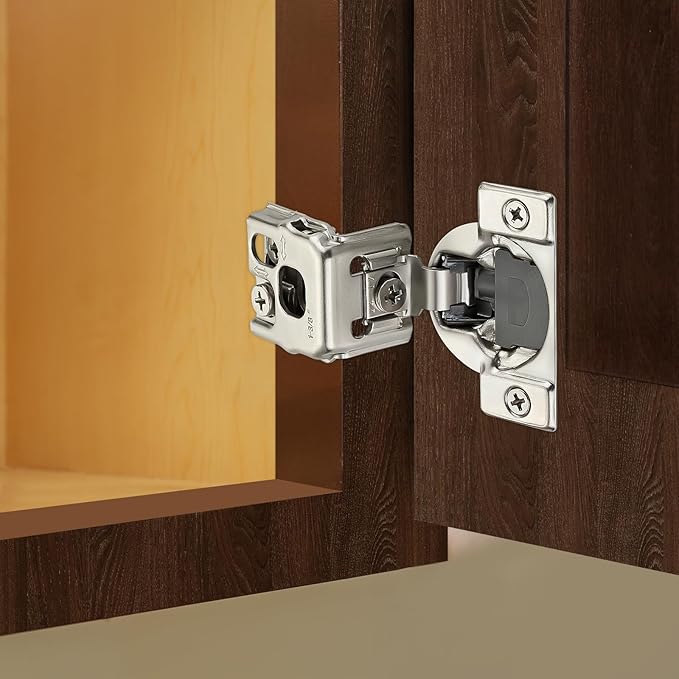 Home Expert 10 Pack (5 Pairs) 1-3/8" Overlay Soft Close Cabinet Hinges, Satin Nickel Stainless Steel Concealed Hinges with 3D Self-Closing for Face Frame Doors & Kitchens