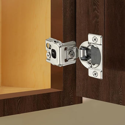 Home Expert 10 Pack (5 Pairs) 1-3/8" Overlay Soft Close Cabinet Hinges, Satin Nickel Stainless Steel Concealed Hinges with 3D Self-Closing for Face Frame Doors & Kitchens
