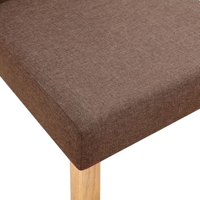 Dining Chairs 4 Pcs Brown Fabric Upholstered Rubber Wood Frame Set for Kitchen Dining Room - Comfortable Farmhouse Style Furniture with Soft Cushioned Seats