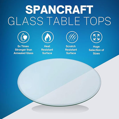Spancraft 36" Inch Round 1/2" Thick Clear Glass Table Top with Ogee Edge and Tempered Glass, Replacement Glass Table Top, Great for Dining Tables, end Tables, and Outdoor Patio Table Tops or Table