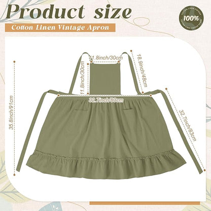 100% Cotton Aprons with Pockets Pinafore Dress for Women Vintage Cute Aprons for Kitchen Baking Gardening Painting