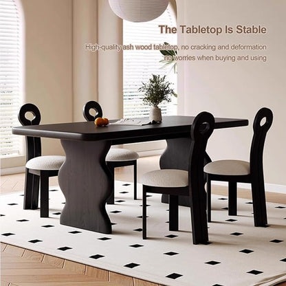 Kitchen Tables, Ripple Shape Modern Dining Table, Wood Dining Room Table for 4-6, Wood Furniture, Computer Office Desk Workstation for Family,Kitchen,Dining Room,Conference Room,Small