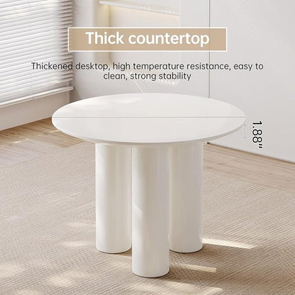Miuuod 39.37in Round Dining Table for 4 to 8 People,Single Kitchen Table Dining Room Table,Cream White Dinner Table for Kitchen,Minilist Center Coffee Table for Living Room.