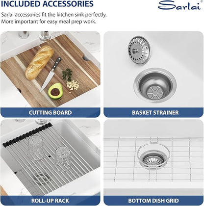 Sarlai 18 White Kitchen Sink Granite Composite - 18 x 18 inch Bar Prep Workstation Sink White Granite Composite Quartz Undermount Single Bowl Rectangular RV Camper Sinks Basin