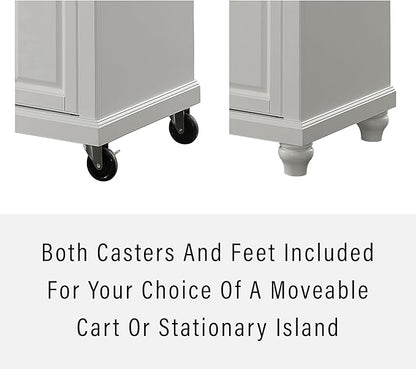 Crosley Furniture Cambridge Granite Top Rolling Kitchen Island Storage Cart, Microwave Stand, Spice Rack, White