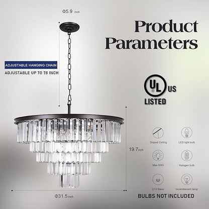 Luxury Modern Crystal Chandeliers Lighting Contemporary Pendant Chandelier Ceiling Lamp Lights Fixture 5-Tier (10 Lights) for Dining Room Living Room Hotel