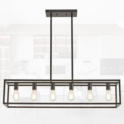 Dining Room Light Fixture, Kitchen Fixture Lights Pendant Lights Kitchen Island Oil Rubbed Bronze 6-Light Industrial Pendant Lighting for Kitchen Island
