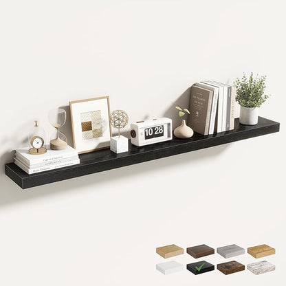 Acovy 48 Inch Floating Shelves for Wall 1 Pack, 48" Wall Shelves for Books, Storage, Decor, Wall Mounted Floating Shelf with Invisible Brackets for Kitchen, Living Room, Black