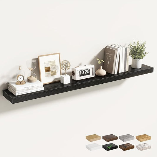 Acovy 48 Inch Floating Shelves for Wall 1 Pack, 48" Wall Shelves for Books, Storage, Decor, Wall Mounted Floating Shelf with Invisible Brackets for Kitchen, Living Room, Black