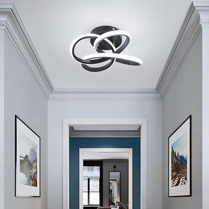 EIDISUNY Modern Led Ceiling Light, Black Hallway Ceiling Light, Flush Ceiling Lighting Fixture for Kithcen, Bedroom, Living Room, Entryway, Balcony, Stair - 26W Cold White Light 6000K