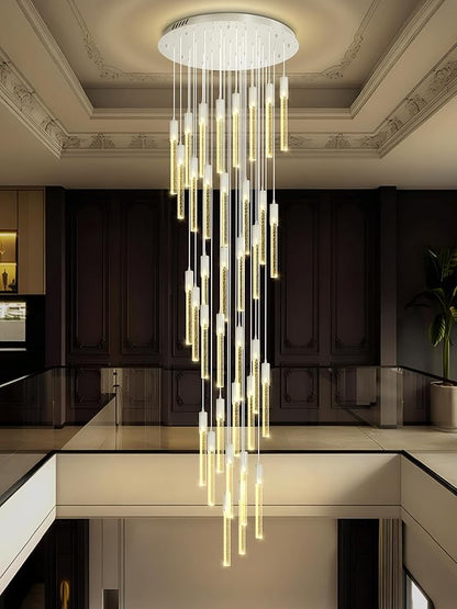 Flashing God 181'' Large Chandeliers for High Ceiling 36-Lights Raindrop Crystal Chandelier Modern Bubble Chandelier Crystal Pendant Light for Living Room Staircaes Foyer Entrance Silver