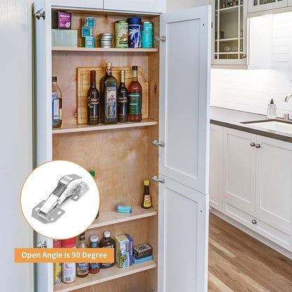 Chibery 50 Pack 90 Degree Soft Close Surface Mount Spring Hinges, No Pre-drilled Easy Installation, Noiseless Frameless Hidden Concealed Kitchen Cabinet Hinge for Cupboard Folded Replacement Hardware