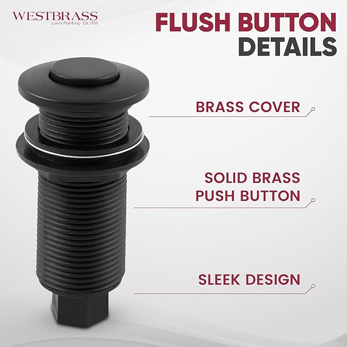 Westbrass ASB-B3-12 Sink Top Waste Disposal Replacement Air Switch Trim Only, Flush Button, Oil Rubbed Bronze