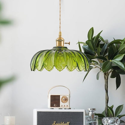2 Pack Plug in Pendant Light Fixtures, Hanging Light Fixture Glass Pendant Light, Vintage Green Hanging Lamp, Pendant Lighting for Kitchen Island, Bedroom, Dining Room, Living Room